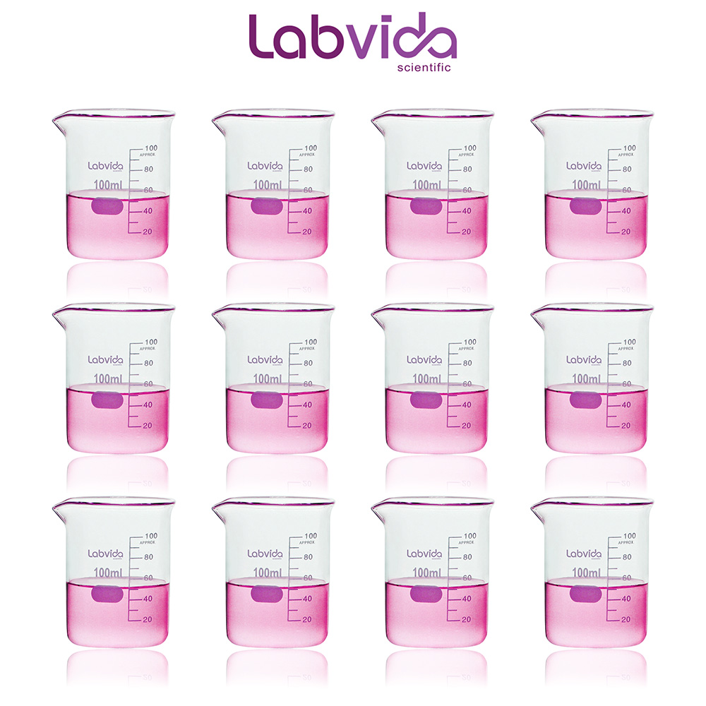 Labvida 12pcs Of Griffin Low Form Glass Beakers Vol100ml 33 Borosilicate With Printed 1543